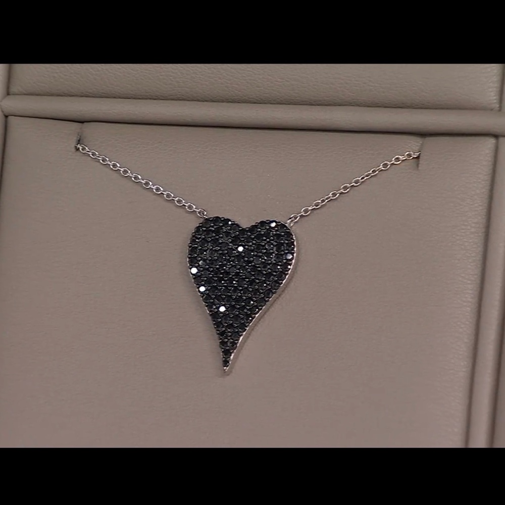 Diamonique x Jennifer Miller Signature Boxed Pave Heart, Necklace, sterling